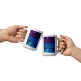 Aterrizando sin luz White glossy mug